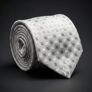 Ermenegildo Zegna Men’s Silk Tie Silver Luxury Designer Necktie Made in Italy